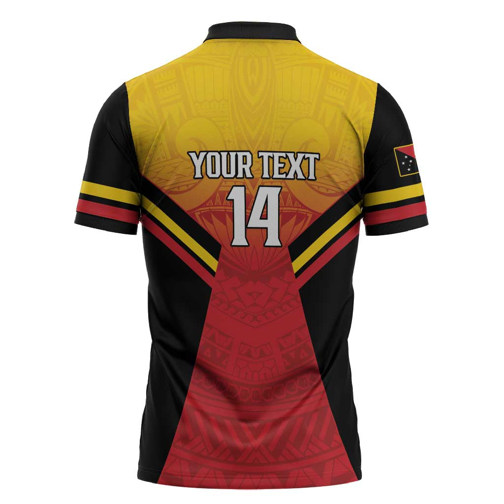 Papua New Guinea Rugby Custom Zipper Polo Shirt Go PNG Hunters Polynesian Pattern - Polynesian Pride
