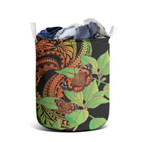Kamehameha Butterfly Hawaii Laundry Basket Hawaiian Pulelehua Mamaki Orange Green Color