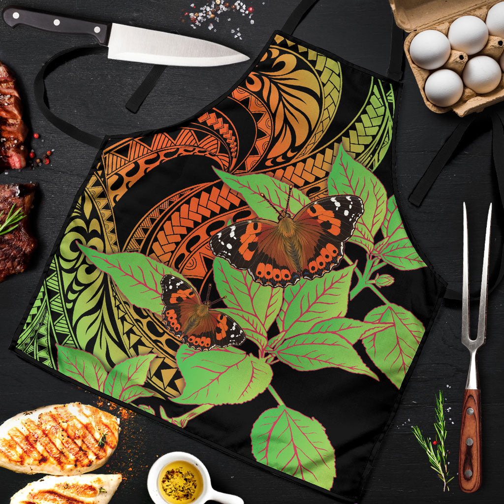 Kamehameha Butterfly Hawaii Apron Hawaiian Pulelehua Mamaki Orange Green Color