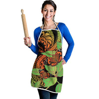 Kamehameha Butterfly Hawaii Apron Hawaiian Pulelehua Mamaki Orange Green Color