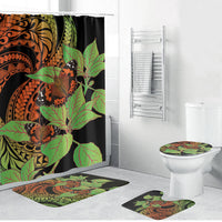 Kamehameha Butterfly Hawaii Bathroom Set Hawaiian Pulelehua Mamaki Orange Green Color