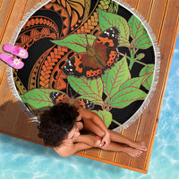 Kamehameha Butterfly Hawaii Beach Blanket Hawaiian Pulelehua Mamaki Orange Green Color