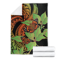 Kamehameha Butterfly Hawaii Blanket Hawaiian Pulelehua Mamaki Orange Green Color