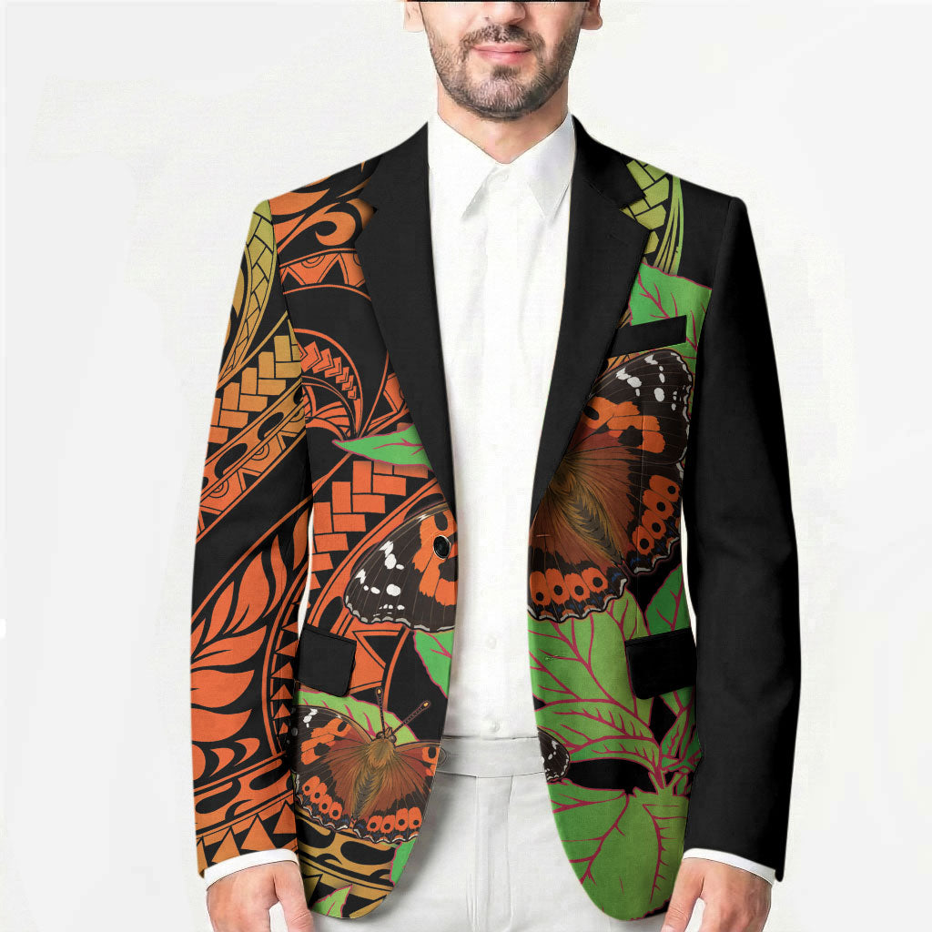 Kamehameha Butterfly Hawaii Blazer Hawaiian Pulelehua Mamaki Orange Green Color