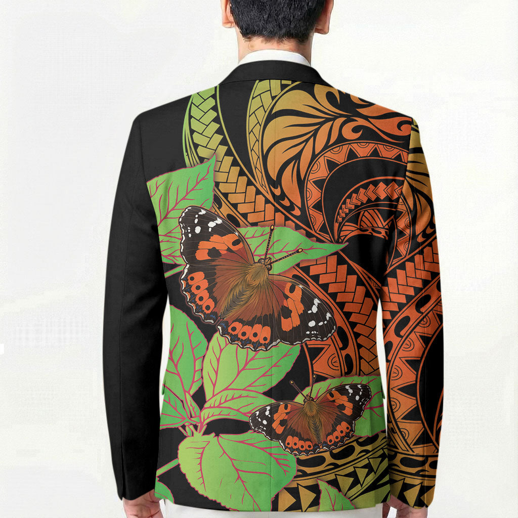 Kamehameha Butterfly Hawaii Blazer Hawaiian Pulelehua Mamaki Orange Green Color