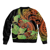 Kamehameha Butterfly Hawaii Bomber Jacket Hawaiian Pulelehua Mamaki Orange Green Color