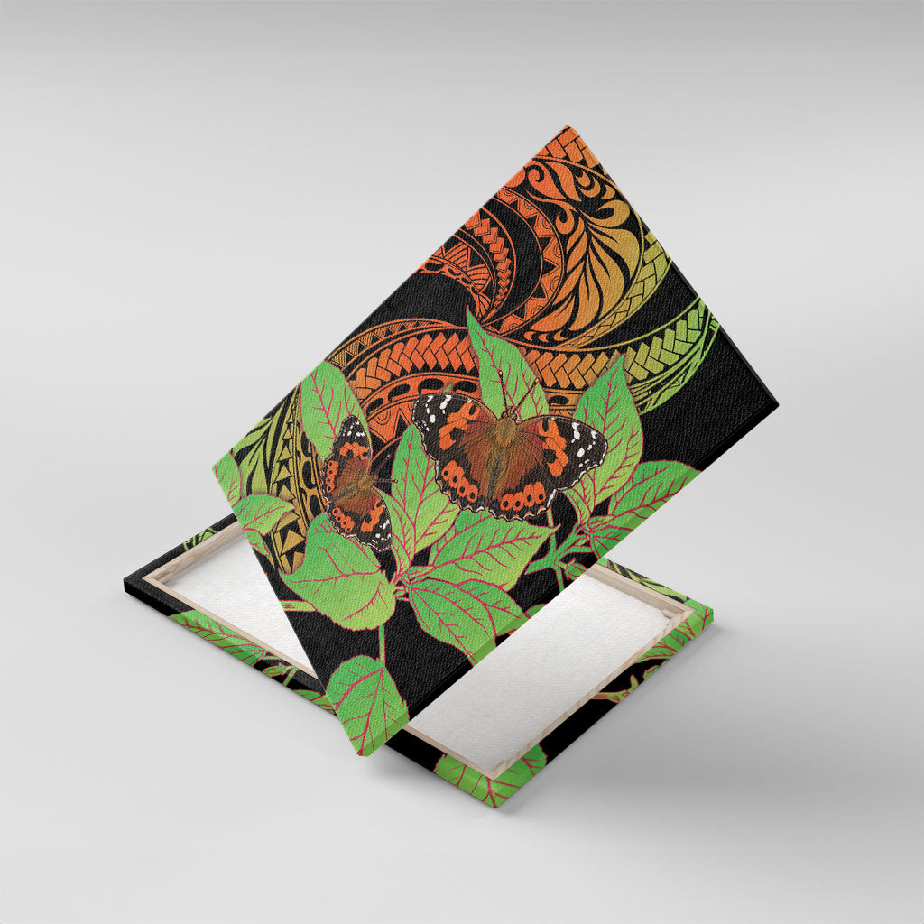 Kamehameha Butterfly Hawaii Canvas Wall Art Hawaiian Pulelehua Mamaki Orange Green Color