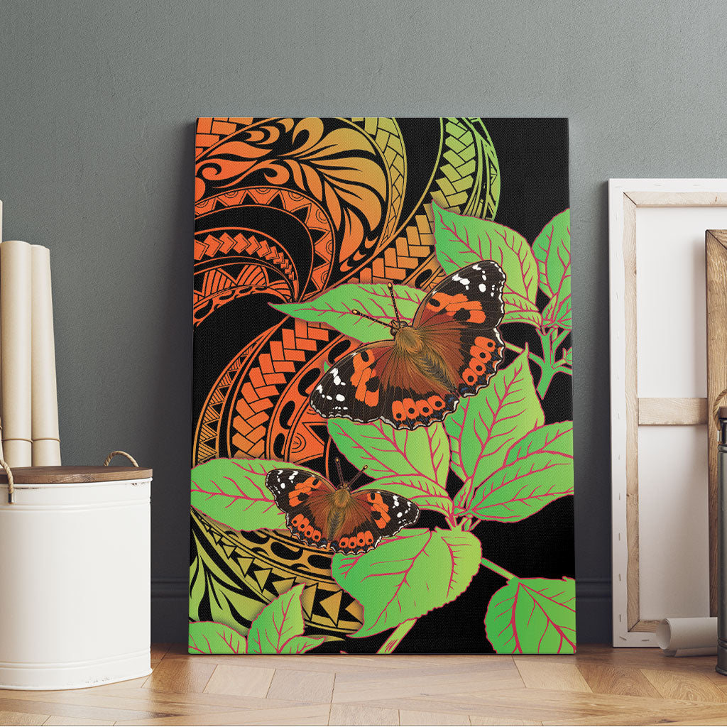 Kamehameha Butterfly Hawaii Canvas Wall Art Hawaiian Pulelehua Mamaki Orange Green Color