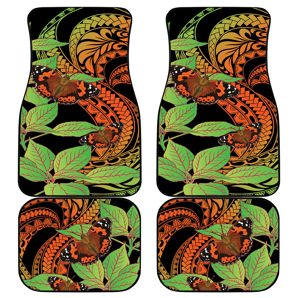 Kamehameha Butterfly Hawaii Car Mats Hawaiian Pulelehua Mamaki Orange Green Color