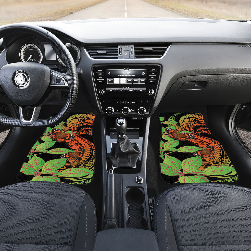 Kamehameha Butterfly Hawaii Car Mats Hawaiian Pulelehua Mamaki Orange Green Color