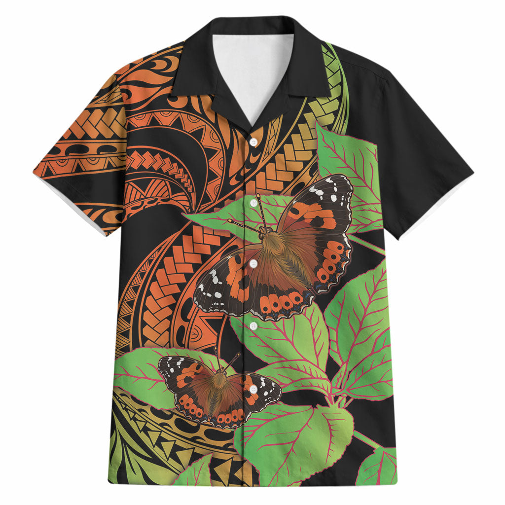 Kamehameha Butterfly Hawaii Hawaiian Shirt Hawaiian Pulelehua Mamaki Orange Green Color