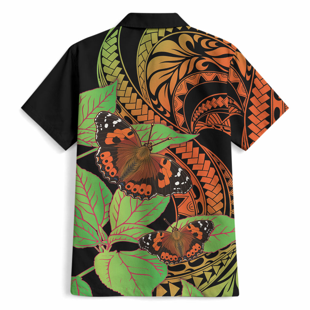 Kamehameha Butterfly Hawaii Hawaiian Shirt Hawaiian Pulelehua Mamaki Orange Green Color