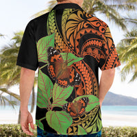 Kamehameha Butterfly Hawaii Hawaiian Shirt Hawaiian Pulelehua Mamaki Orange Green Color