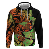 Kamehameha Butterfly Hawaii Hoodie Hawaiian Pulelehua Mamaki Orange Green Color