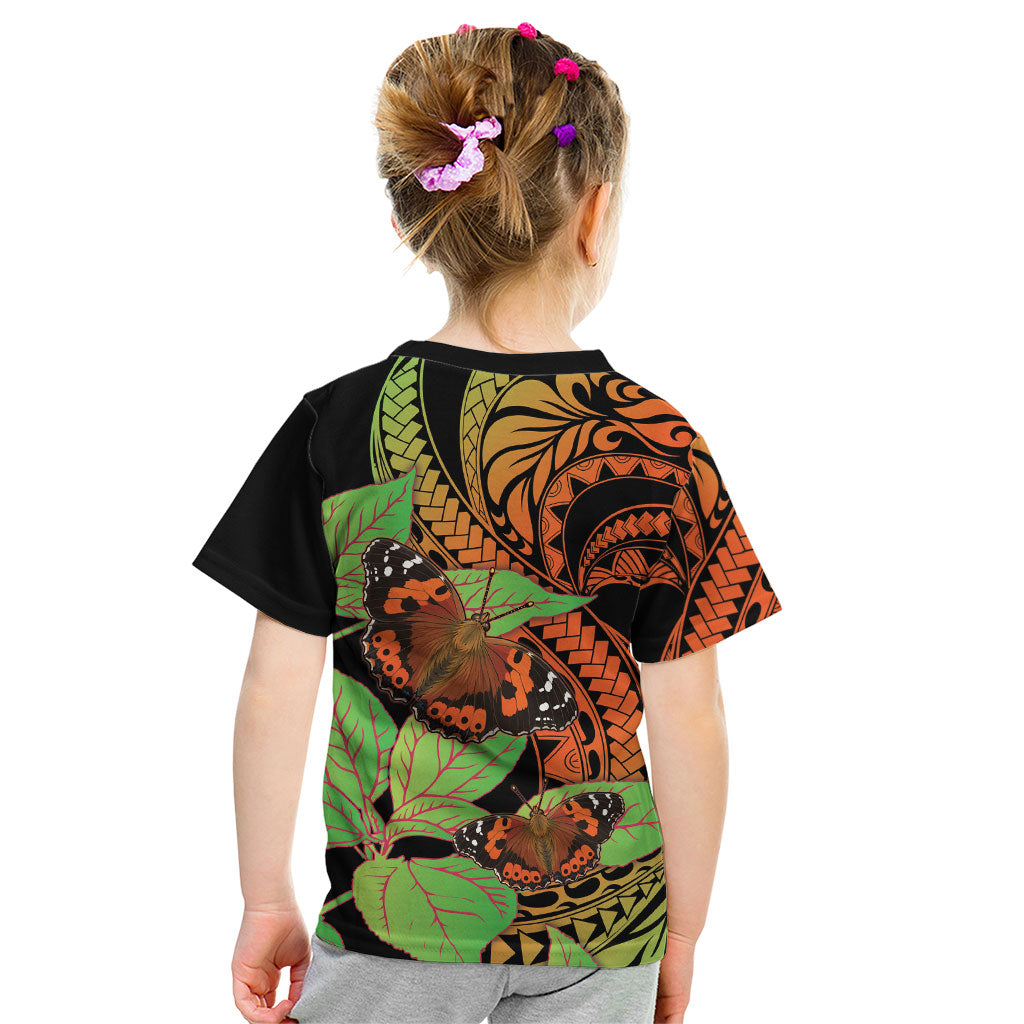 Kamehameha Butterfly Hawaii Kid T Shirt Hawaiian Pulelehua Mamaki Orange Green Color