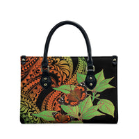 Kamehameha Butterfly Hawaii Leather Bag Hawaiian Pulelehua Mamaki Orange Green Color