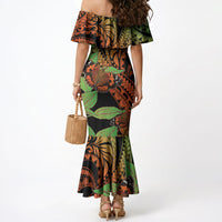 Kamehameha Butterfly Hawaii Mermaid Dress Hawaiian Pulelehua Mamaki Orange Green Color