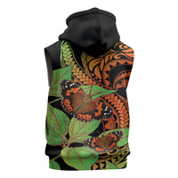 Kamehameha Butterfly Hawaii Sleeveless Zip Hoodie Hawaiian Pulelehua Mamaki Orange Green Color