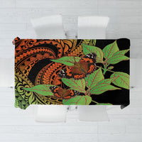 Kamehameha Butterfly Hawaii Tablecloth Hawaiian Pulelehua Mamaki Orange Green Color