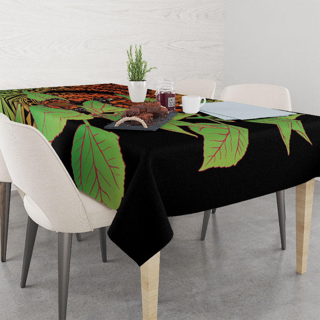 Kamehameha Butterfly Hawaii Tablecloth Hawaiian Pulelehua Mamaki Orange Green Color