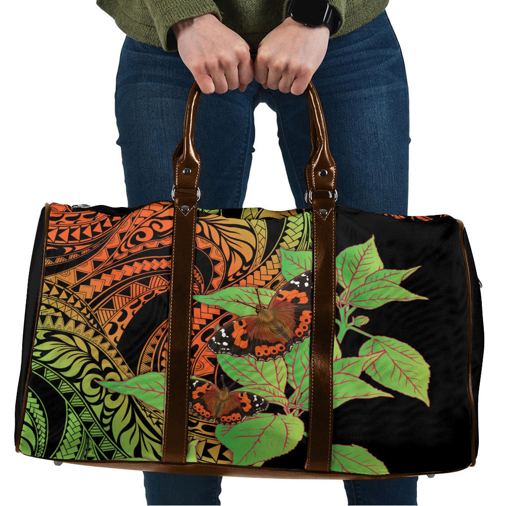 Kamehameha Butterfly Hawaii Travel Bag Hawaiian Pulelehua Mamaki Orange Green Color