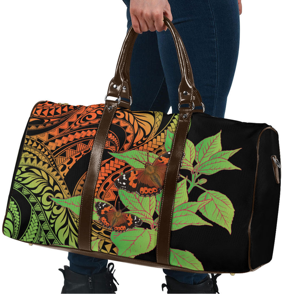 Kamehameha Butterfly Hawaii Travel Bag Hawaiian Pulelehua Mamaki Orange Green Color