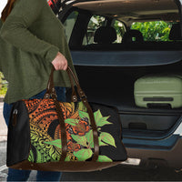 Kamehameha Butterfly Hawaii Travel Bag Hawaiian Pulelehua Mamaki Orange Green Color