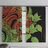 Kamehameha Butterfly Hawaii Window Curtain Hawaiian Pulelehua Mamaki Orange Green Color