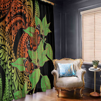 Kamehameha Butterfly Hawaii Window Curtain Hawaiian Pulelehua Mamaki Orange Green Color