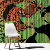 Kamehameha Butterfly Hawaii Window Curtain Hawaiian Pulelehua Mamaki Orange Green Color