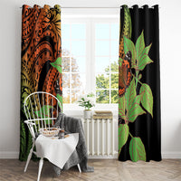 Kamehameha Butterfly Hawaii Window Curtain Hawaiian Pulelehua Mamaki Orange Green Color