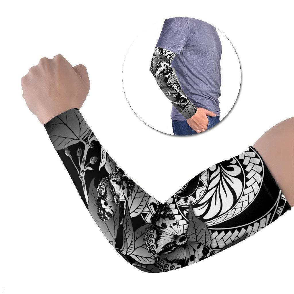 Kamehameha Butterfly Hawaii Arm Sleeves Hawaiian Pulelehua Mamaki Black Color