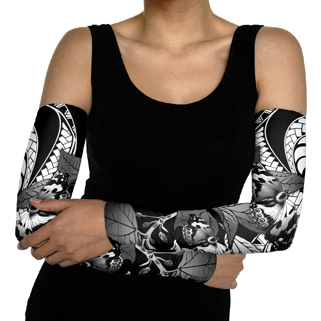Kamehameha Butterfly Hawaii Arm Sleeves Hawaiian Pulelehua Mamaki Black Color
