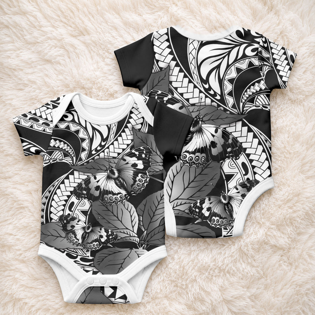 Kamehameha Butterfly Hawaii Baby Onesie Hawaiian Pulelehua Mamaki Black Color