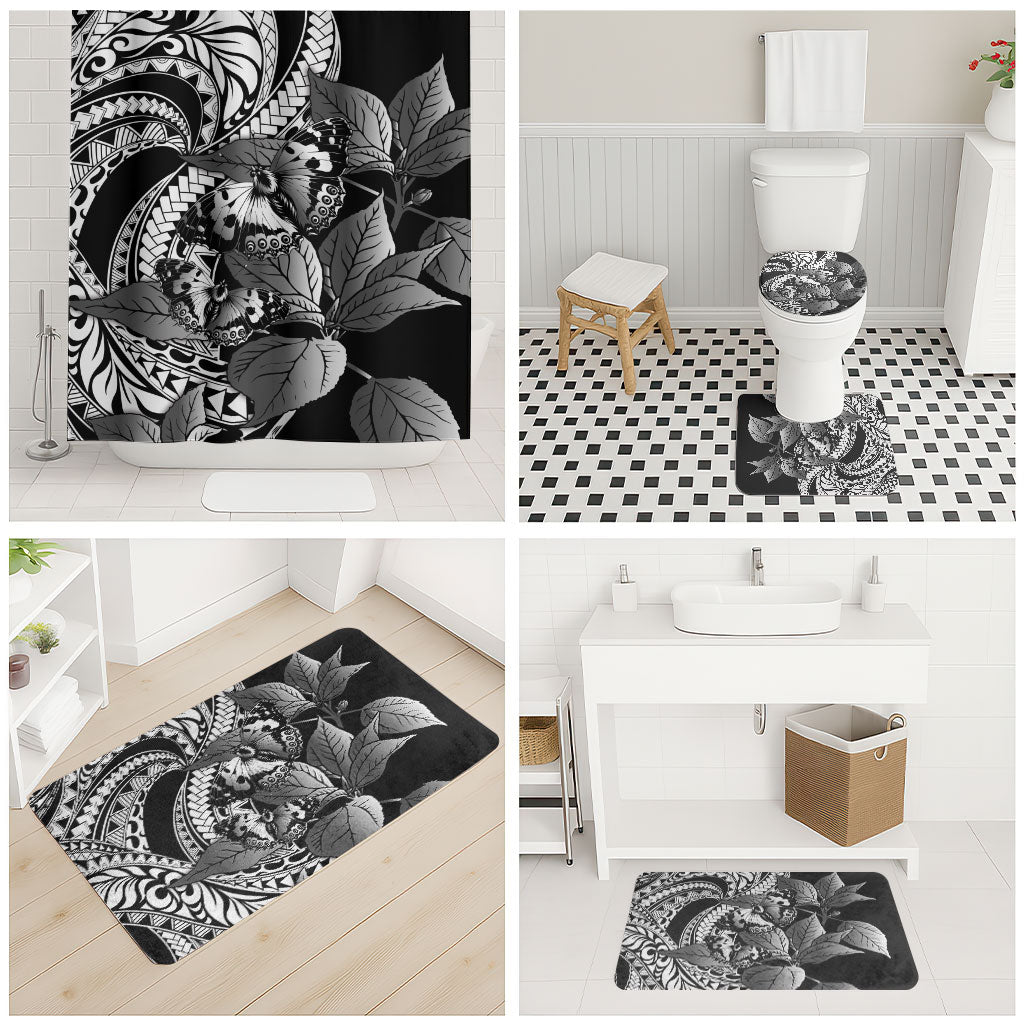 Kamehameha Butterfly Hawaii Bathroom Set Hawaiian Pulelehua Mamaki Black Color