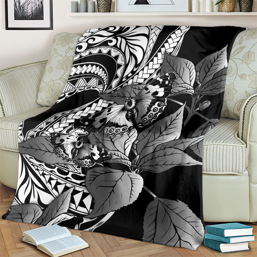 Kamehameha Butterfly Hawaii Blanket Hawaiian Pulelehua Mamaki Black Color