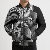 Kamehameha Butterfly Hawaii Bomber Puffer Jacket Hawaiian Pulelehua Mamaki Black Color