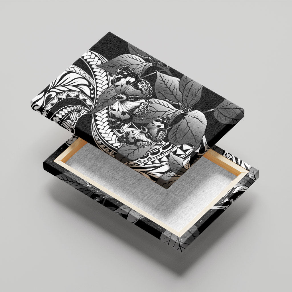 Kamehameha Butterfly Hawaii Canvas Wall Art Hawaiian Pulelehua Mamaki Black Color