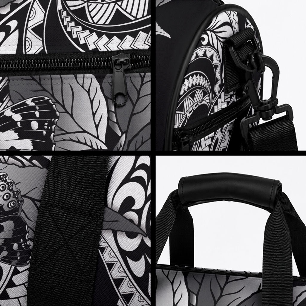 Kamehameha Butterfly Hawaii Duffle Bag Hawaiian Pulelehua Mamaki Black Color