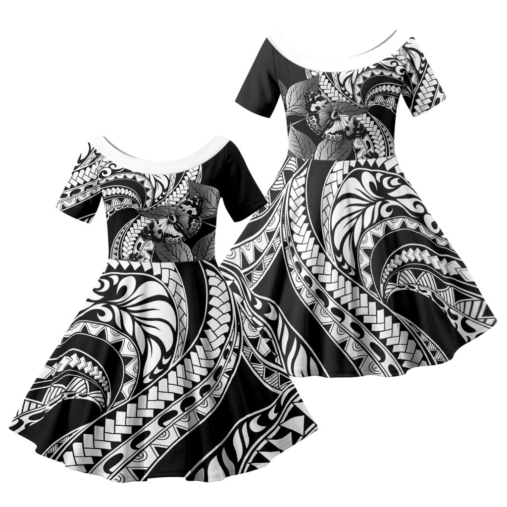 Kamehameha Butterfly Hawaii Family Matching Summer Maxi Dress and Hawaiian Shirt Hawaiian Pulelehua Mamaki Black Color