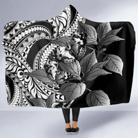 Kamehameha Butterfly Hawaii Hooded Blanket Hawaiian Pulelehua Mamaki Black Color