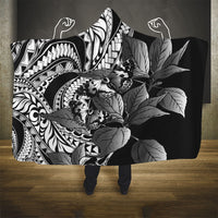 Kamehameha Butterfly Hawaii Hooded Blanket Hawaiian Pulelehua Mamaki Black Color
