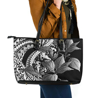 Kamehameha Butterfly Hawaii Leather Tote Bag Hawaiian Pulelehua Mamaki Black Color