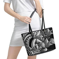 Kamehameha Butterfly Hawaii Leather Tote Bag Hawaiian Pulelehua Mamaki Black Color