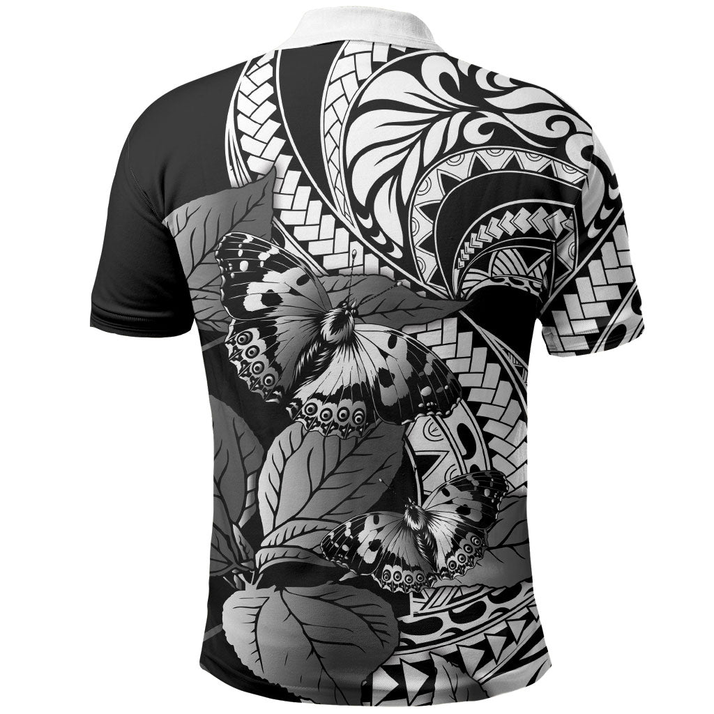 Kamehameha Butterfly Hawaii Polo Shirt Hawaiian Pulelehua Mamaki Black Color