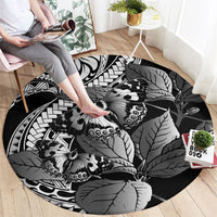 Kamehameha Butterfly Hawaii Round Carpet Hawaiian Pulelehua Mamaki Black Color