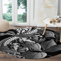 Kamehameha Butterfly Hawaii Round Carpet Hawaiian Pulelehua Mamaki Black Color