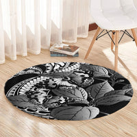 Kamehameha Butterfly Hawaii Round Carpet Hawaiian Pulelehua Mamaki Black Color