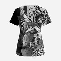 Kamehameha Butterfly Hawaii Scrub Top Hawaiian Pulelehua Mamaki Black Color