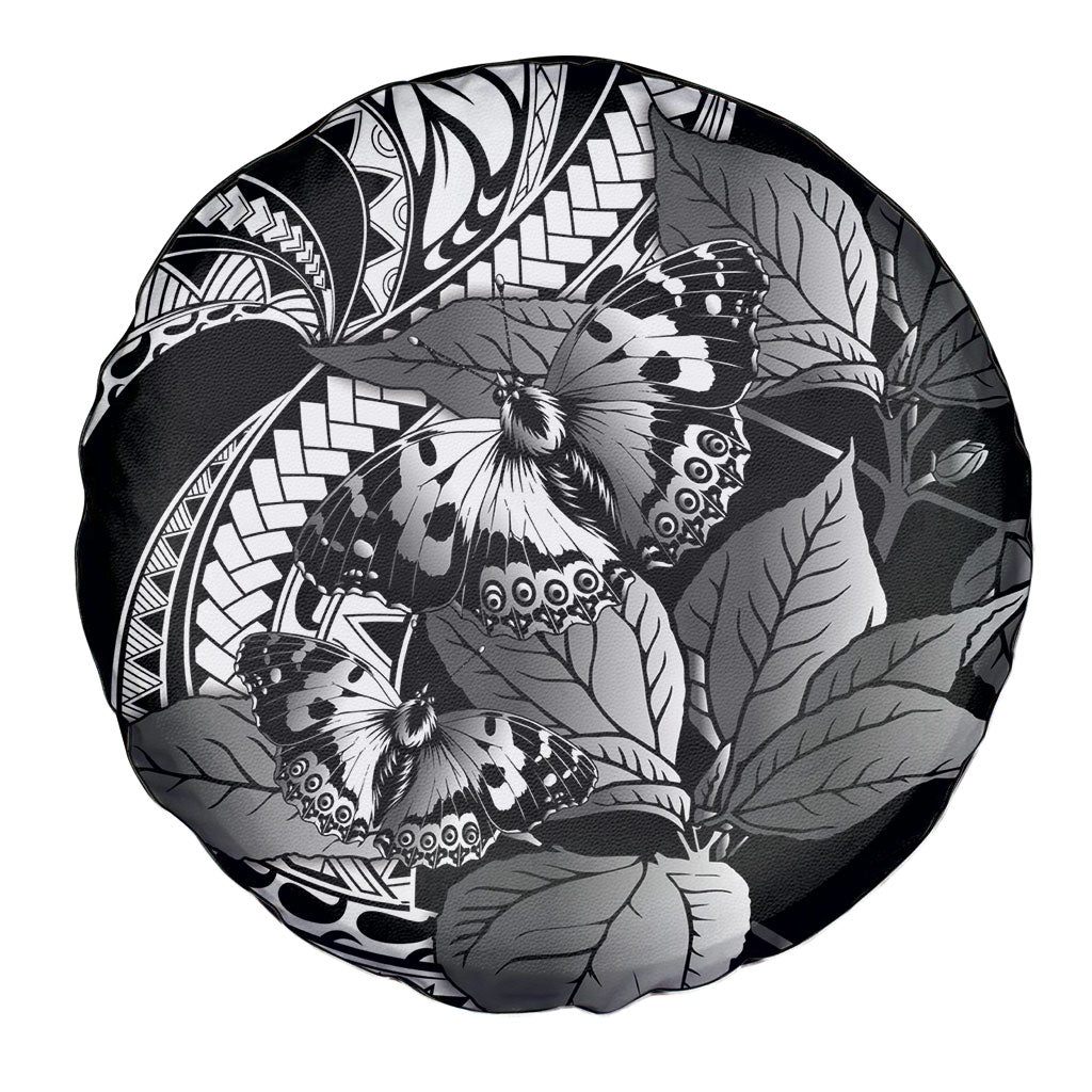 Kamehameha Butterfly Hawaii Spare Tire Cover Hawaiian Pulelehua Mamaki Black Color